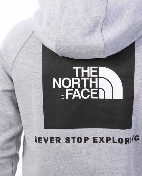 Толстовка мужская с капюшоном флисовая The North Face Raglan Red Box (S серый золотой)
