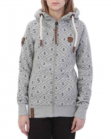 Толстовка женская на молнии с капюшоном Naketano Max Der Butler (Stone Grey S)