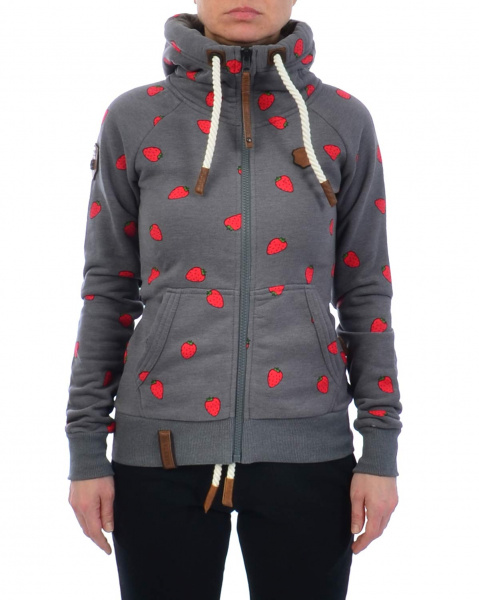 Толстовка женская на молнии с капюшоном Naketano Beng! (Dark Grey Mel XS)