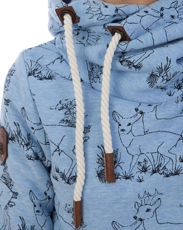 Толстовка женская с капюшоном Naketano Darthovic Deer (Blue Mel L)