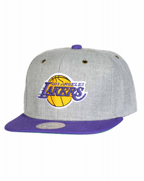 Бейсболка с прямым козырьком Mitchell and Ness NP64Z (Los Angeles Lakers Grey Purple)