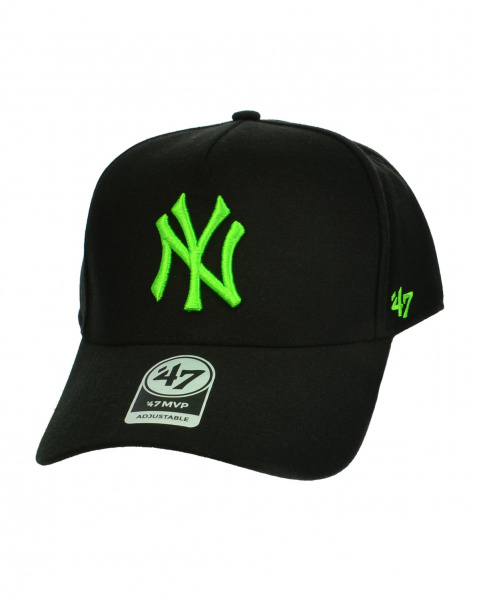 Бейсболка классическая с изогнутым козырьком шерсть '47 MVP DT SNAPBACK New York B-MPDTP17WBP (OS черно-зеленый)