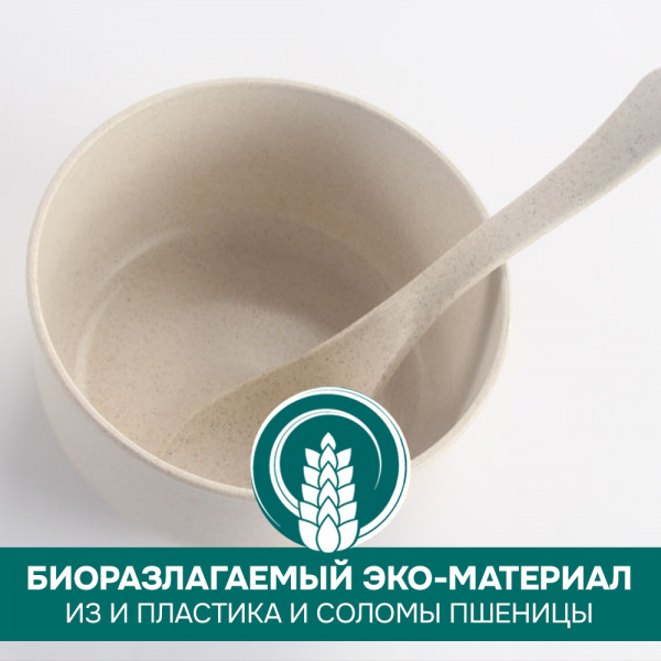 Набор: соломенные супница с ложкой (11,5*6см) (Синий, 11,5*6)
