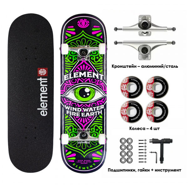 Скейтборд Element канадский клён 7 слоев 8.25 - 3 (2 зеленый розовый 8.25)