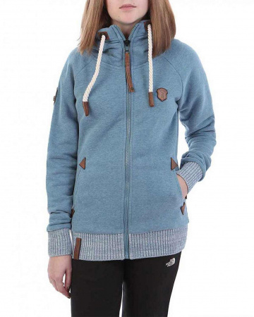Толстовка женская на молнии с капюшоном Naketano Every World Knows It (Light Blue Melange S)