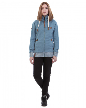Толстовка женская на молнии с капюшоном Naketano Every World Knows It (Light Blue Melange S)