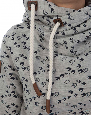 Толстовка женская с капюшоном Naketano Darthovic Feathers (Birds Grey M)