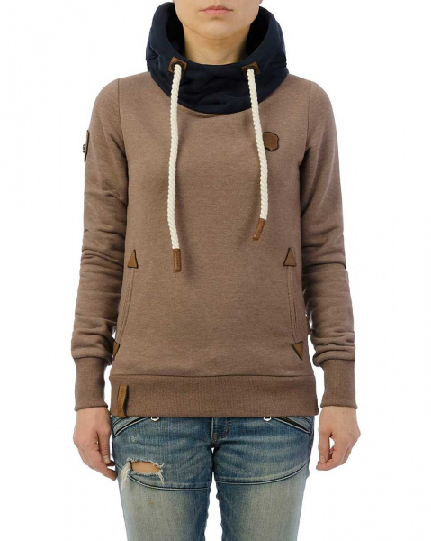 Толстовка женская с капюшоном Naketano Schoene Klaus Simp (Brown Navy S)