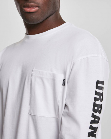 Лонгслив Urban Classics Logo Boxy Pocket (S белый)