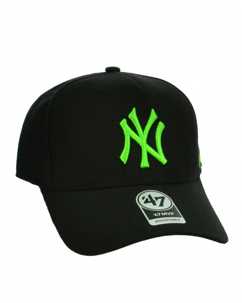 Бейсболка классическая с изогнутым козырьком шерсть '47 MVP DT SNAPBACK New York B-MPDTP17WBP (OS черно-зеленый)