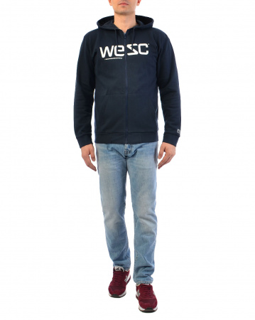 Толстовка мужская на молнии с капюшоном Wesc Wesc (S темно-синий)