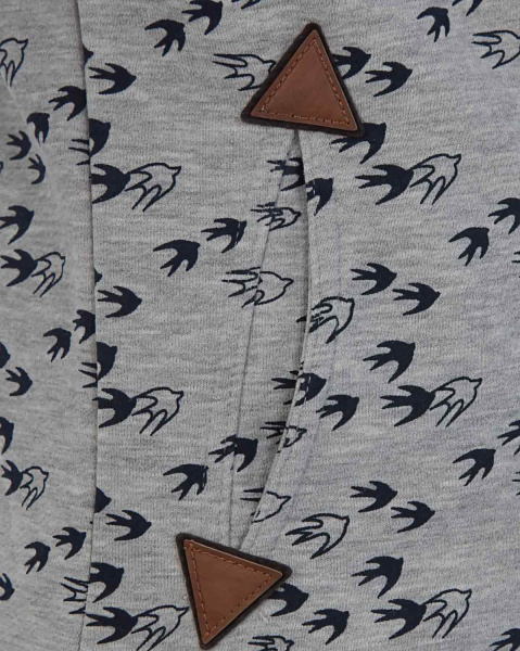 Толстовка женская с капюшоном Naketano Darthovic Feathers (Birds Grey M)