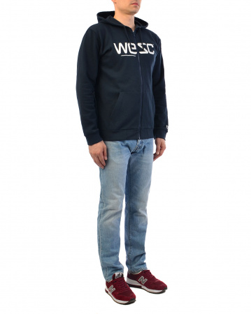Толстовка мужская на молнии с капюшоном Wesc Wesc (S темно-синий)
